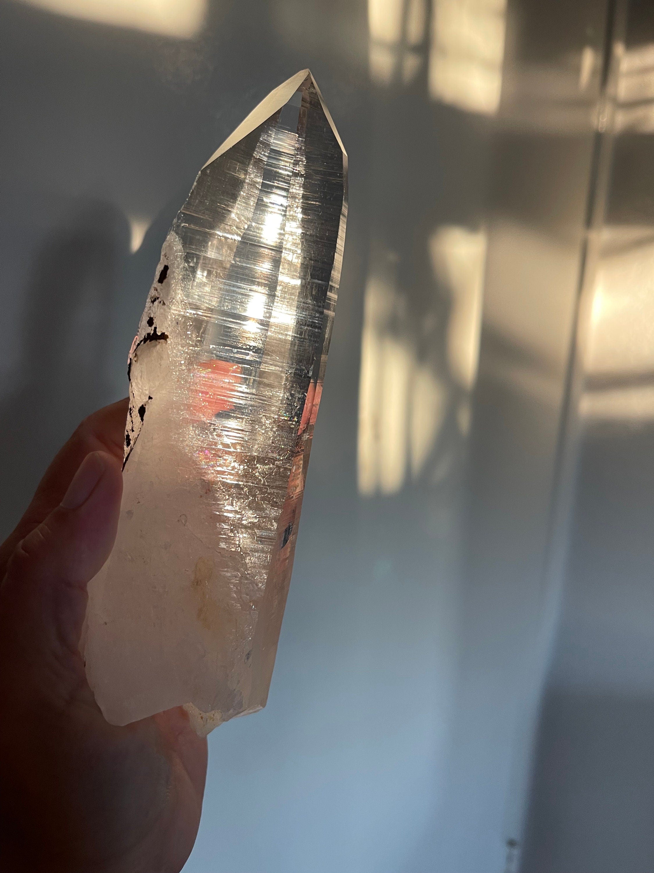 AAA Columbian Lemurian Quartz Wand: 7" Reiki-Charged Crystal for Energy Healing