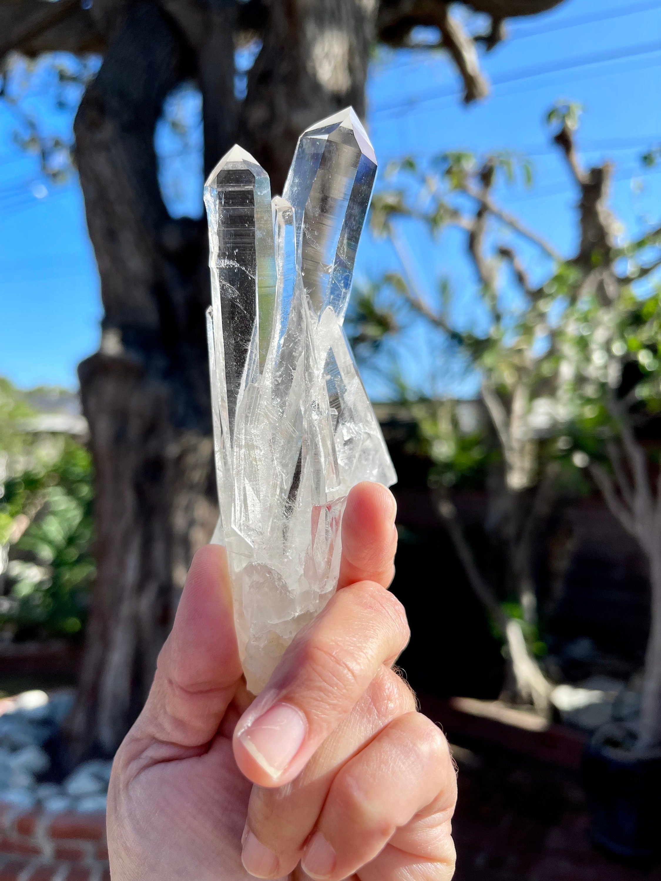AAA Lemurian Quartz Cluster Wand: Reiki Energy Crystal, Colombia