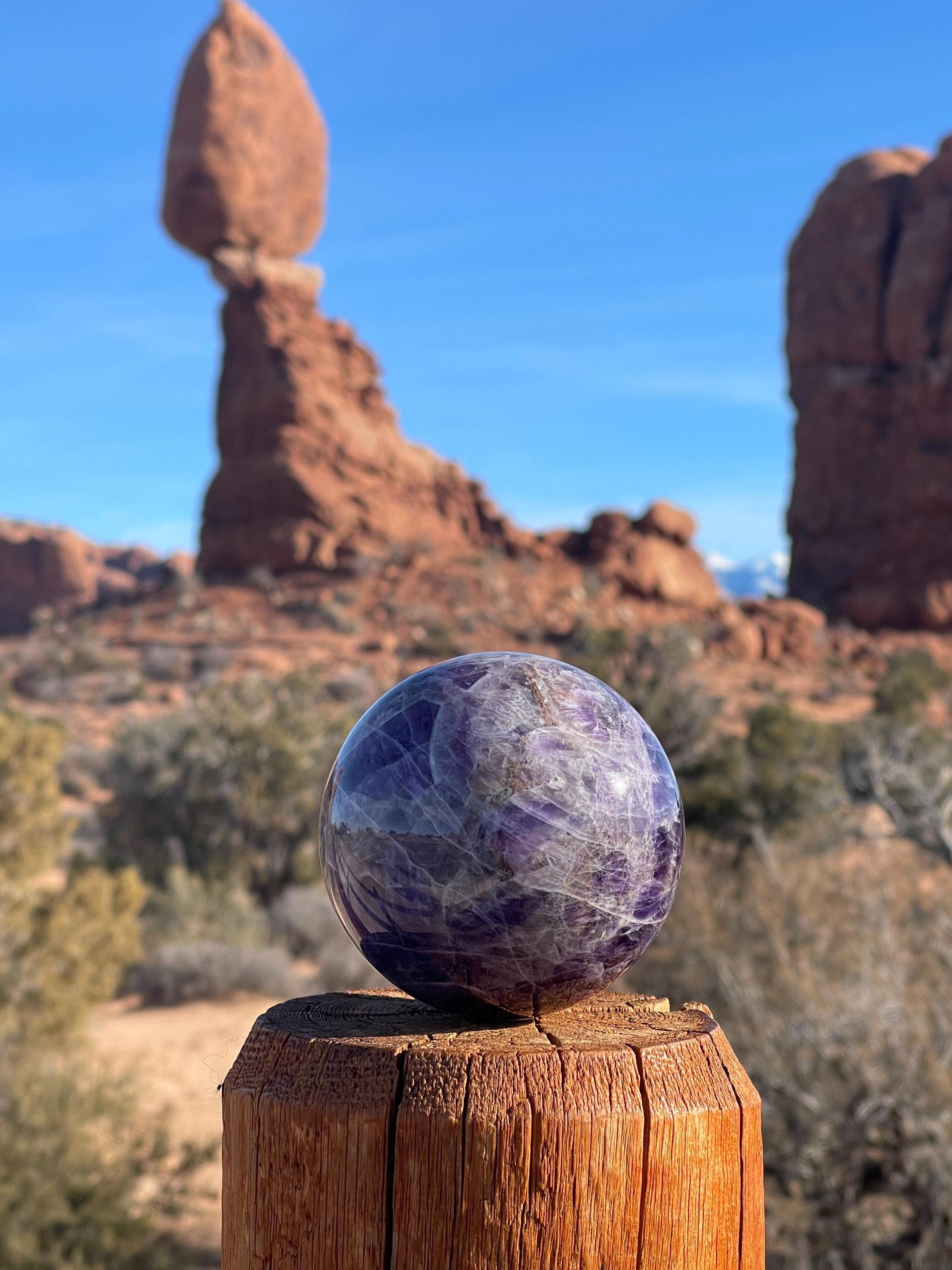 Large Chevron Amethyst Sphere: Reiki Healing Crystal Ball with Stand